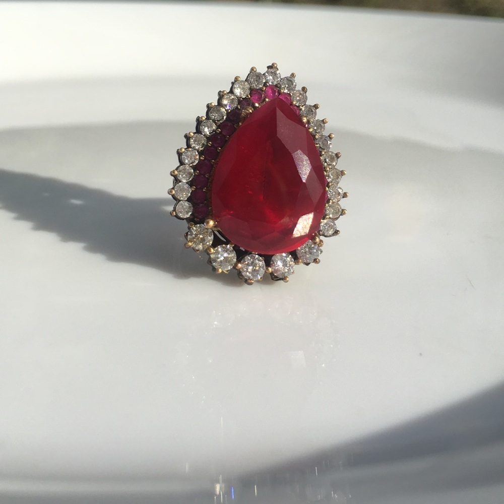 Majestic Vintage Ruby ring size 8 sterling silver